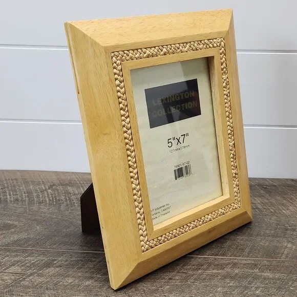 Lexington Collection 5x7 Wood Picture Frame With Wooven Braided Inlay - Picture 5 of 9